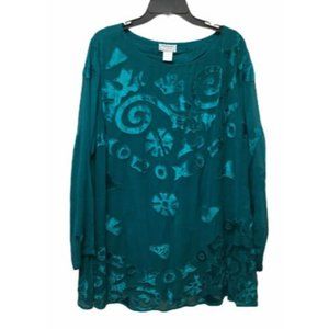 Spiegel Florissant Sheer Velvet Tunic Blouse NEW‎